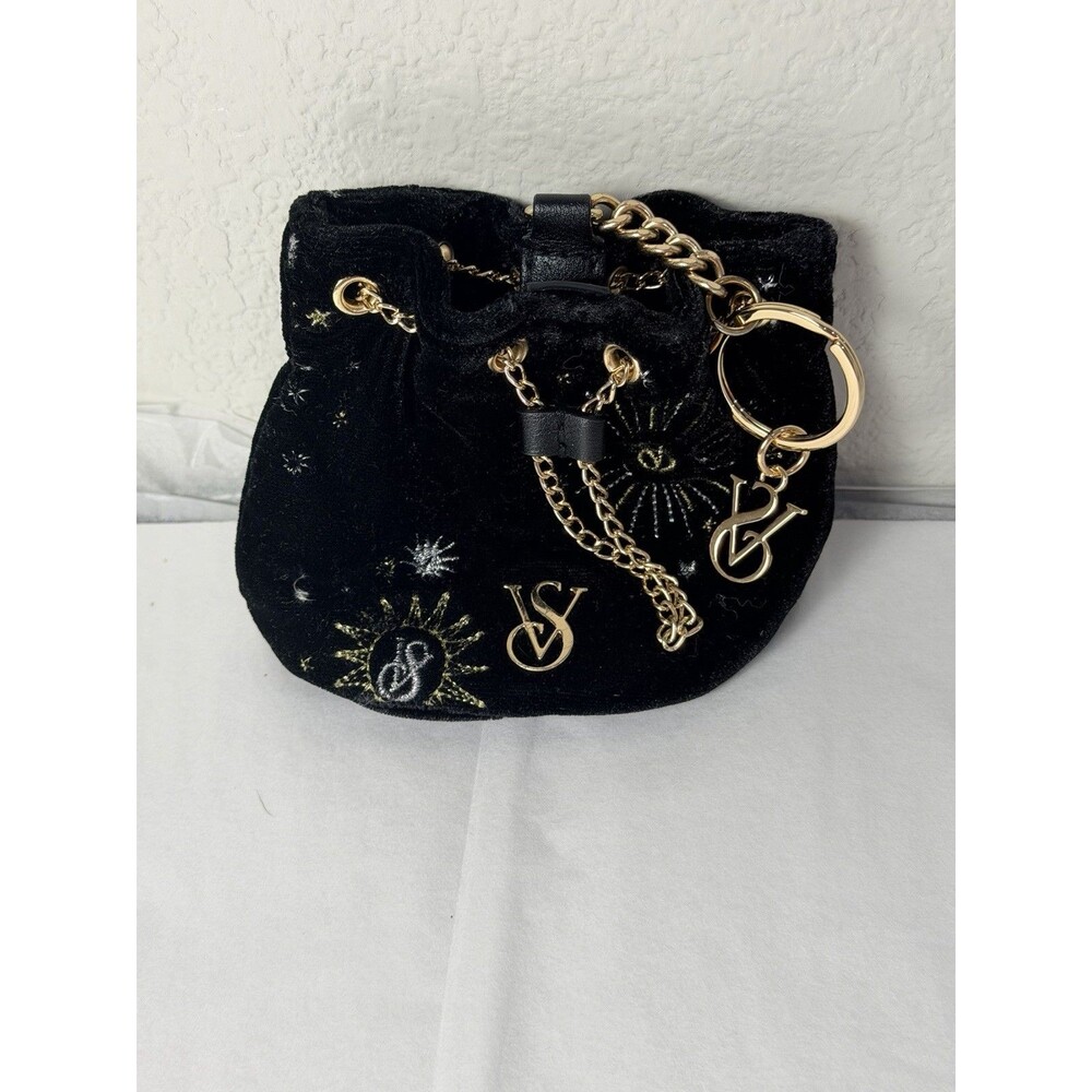 Victoria’s Secret Black Celestial Coin Purse Keychain Bag Charm NWT